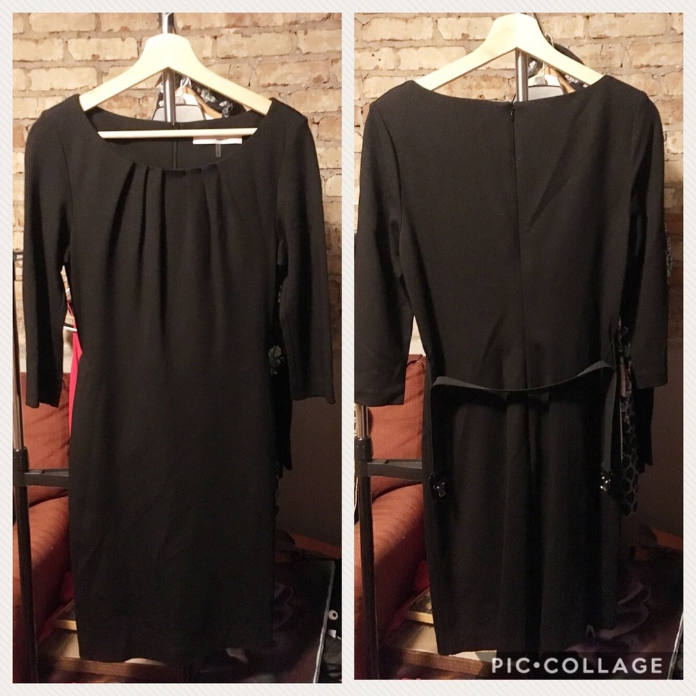 Trina Turk Front Pleat Black A-line Dress